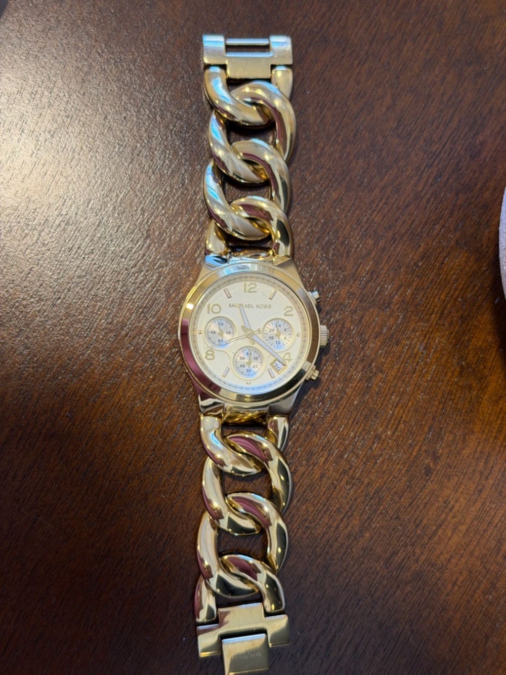 Michael Kors Gold Chain-Link Chronograph Watch - Picture 3 of 5